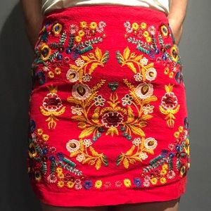 Floral embroidered mini skirt